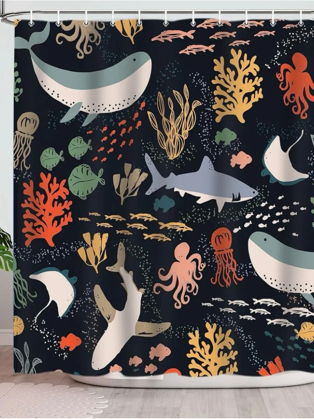 Ocean Animals Shower Curtain with Rings